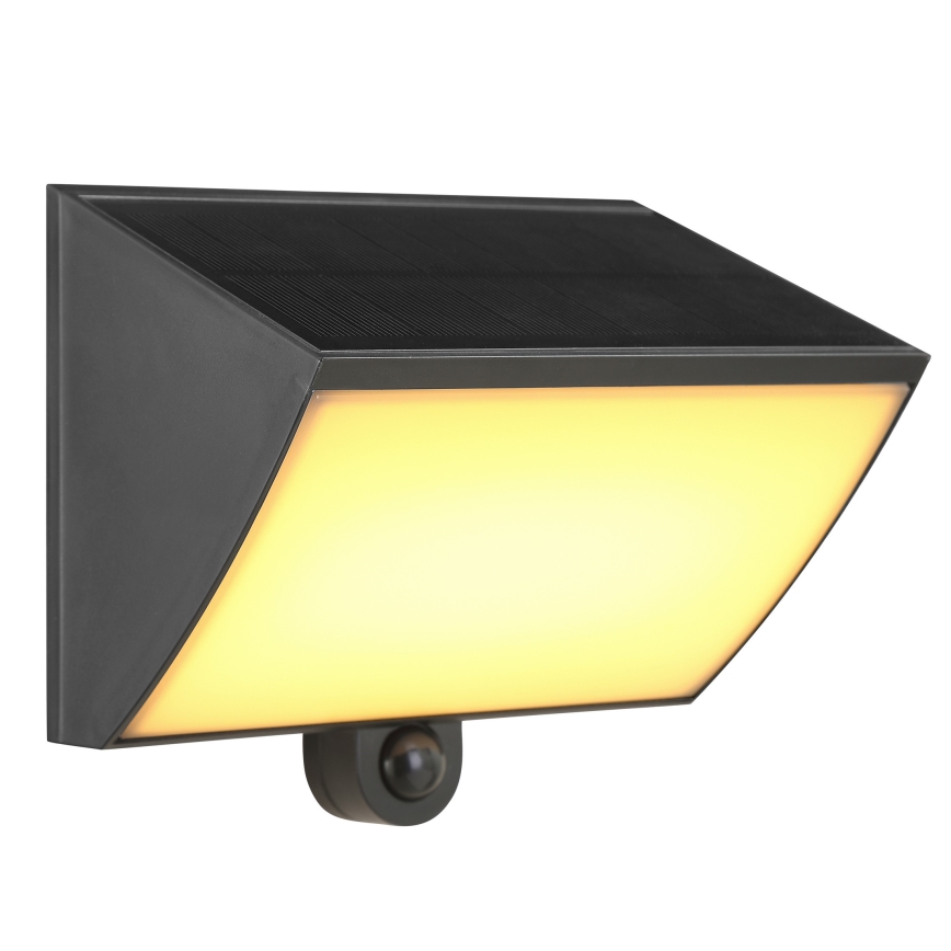 Brilliant - LED solarno zidno svetlo sa senzorom SIERRA LED/6W/3,7V 2700/4000/6500K 2000 mAh IP54 crno