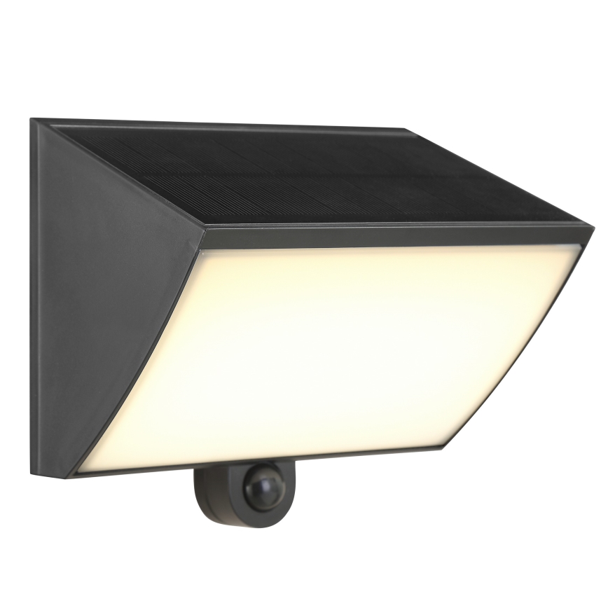 Brilliant - LED solarno zidno svetlo sa senzorom SIERRA LED/6W/3,7V 2700/4000/6500K 2000 mAh IP54 crno