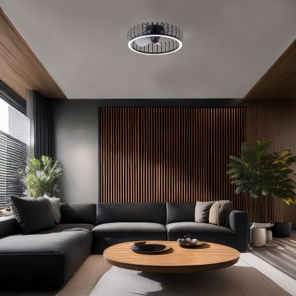 Brilliant - LED prigušiva stropna svetiljka sa ventilatorom CAPO LED/36W/230V 2700-6500K prečnik 48 cm crna + daljinski upravljač