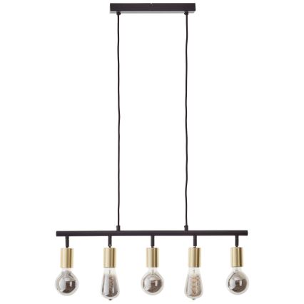 Brilliant - Luster na sajli 5xE27/28W/230V crna/mesing