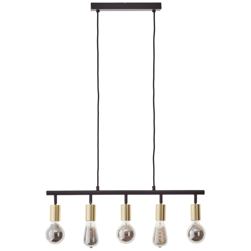Brilliant - Luster na sajli 5xE27/28W/230V crna/mesing
