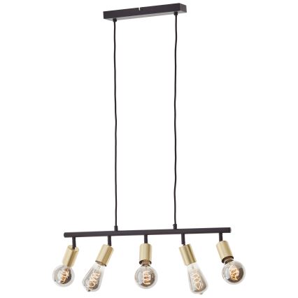 Brilliant - Luster na sajli 5xE27/28W/230V crna/mesing