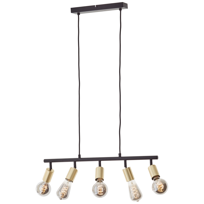 Brilliant - Luster na sajli 5xE27/28W/230V crna/mesing