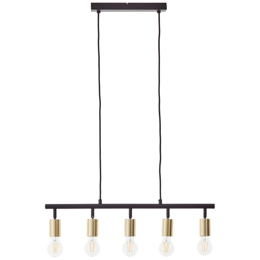 Brilliant - Luster na sajli 5xE27/28W/230V crna/mesing