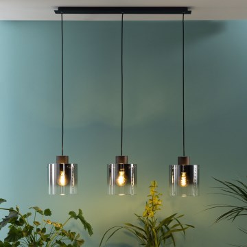 Brilliant - Luster na sajli BETH 3xE27/60W/230V crna/zadimljena