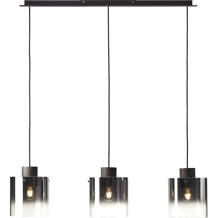 Brilliant - Luster na sajli BETH 3xE27/60W/230V crna/zadimljena
