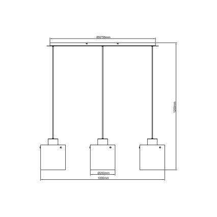 Brilliant - Luster na sajli BETH 3xE27/60W/230V crna/zadimljena