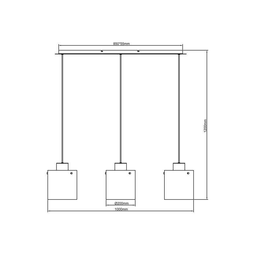 Brilliant - Luster na sajli BETH 3xE27/60W/230V crna/zadimljena