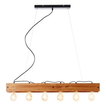 Brilliant - Luster na sajli CALANDRA 6xE27/42W/230V borovina