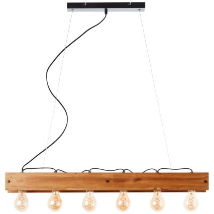 Brilliant - Luster na sajli CALANDRA 6xE27/42W/230V borovina