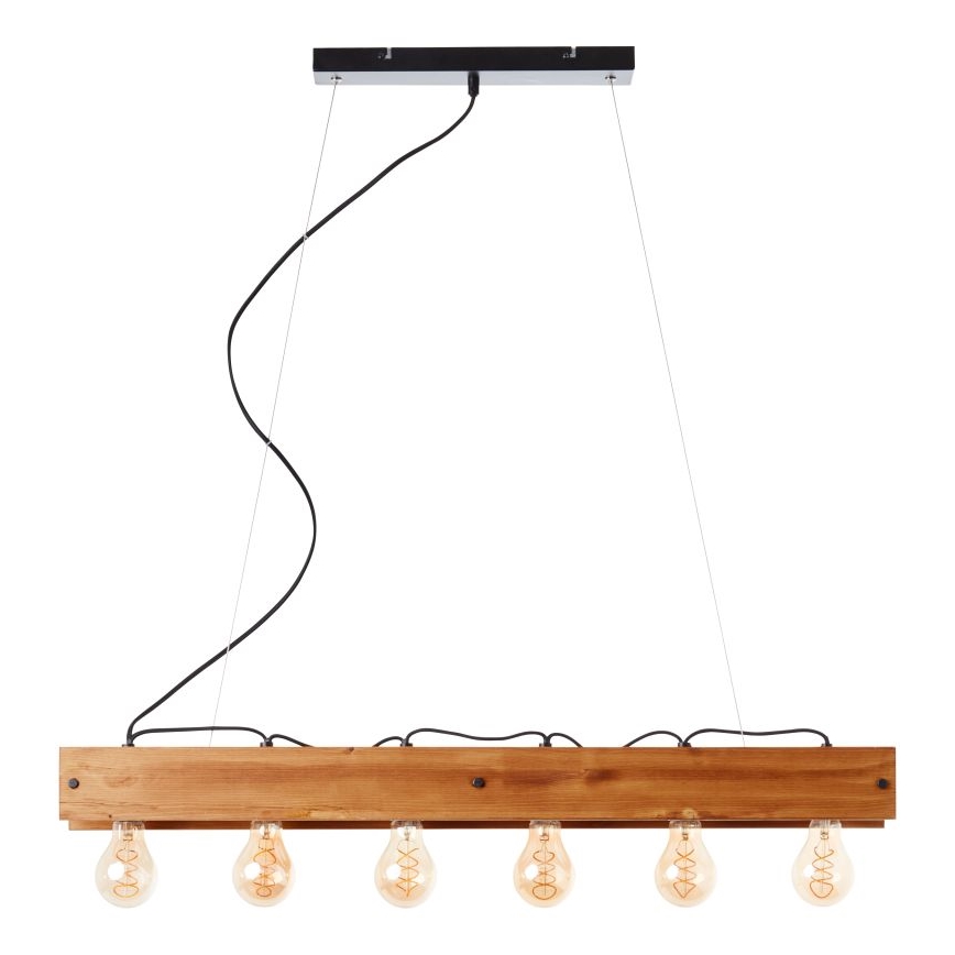 Brilliant - Luster na sajli CALANDRA 6xE27/42W/230V borovina