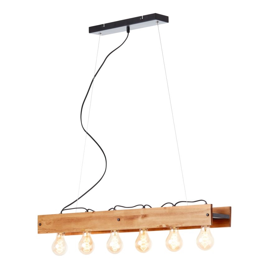 Brilliant - Luster na sajli CALANDRA 6xE27/42W/230V borovina