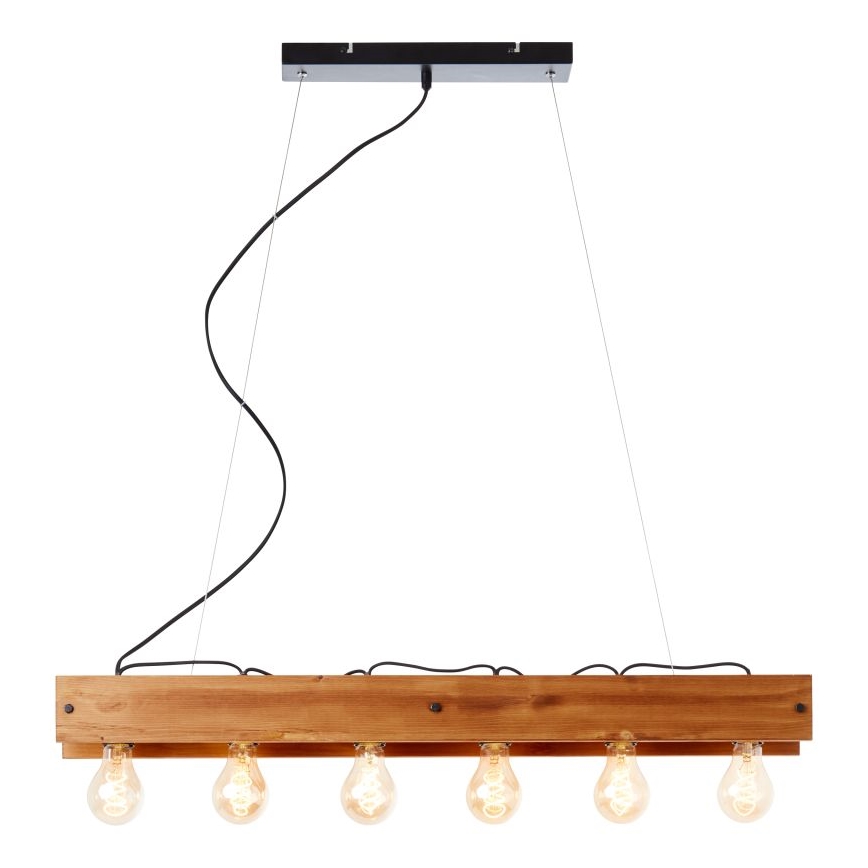 Brilliant - Luster na sajli CALANDRA 6xE27/42W/230V borovina