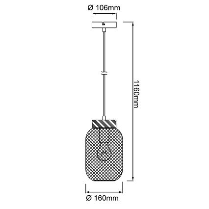Brilliant - Luster na sajli GIADA 1xE27/40W/230V Ø 16 cm siva