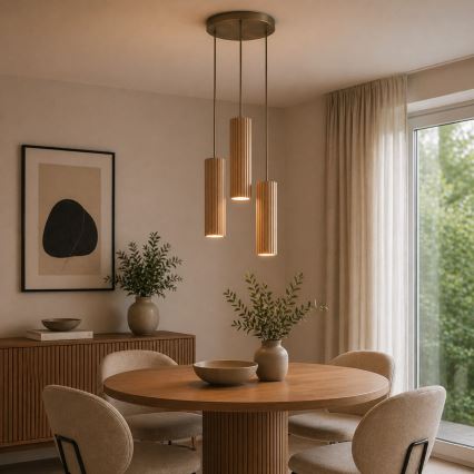 Brilliant - Luster na sajli LAKEWOOD 3xGU10/10W/230V prečnik 28 cm braon