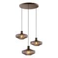 Brilliant - Luster na sajli LYN 3xE27/20W/230V prečnik 69 cm smeđa/zadimljena smeđa