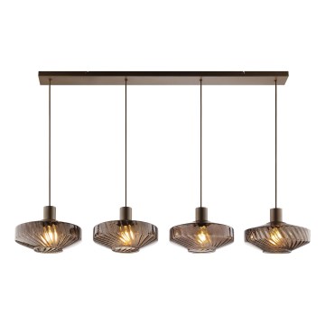 Brilliant - Luster na sajli LYN 4xE27/20W/230V braon/dimljeno braon