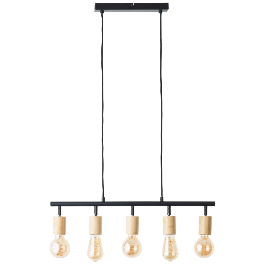 Brilliant - Luster na sajli TIFFANY 5xE27/28W/230V crna/bambus