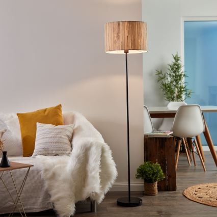 Brilliant - Podna lampa WIMEA 1xE27/52W/230V crna/bež