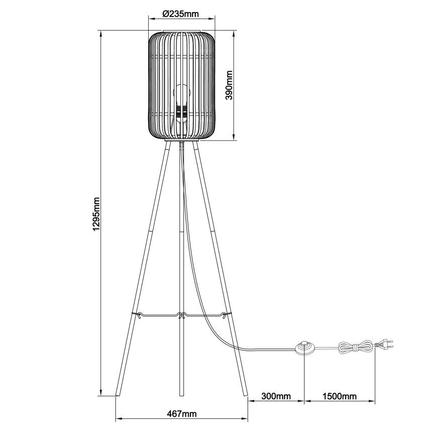 Brilliant - Podna lampa WOODROW 1xE27/60W/230V bambus