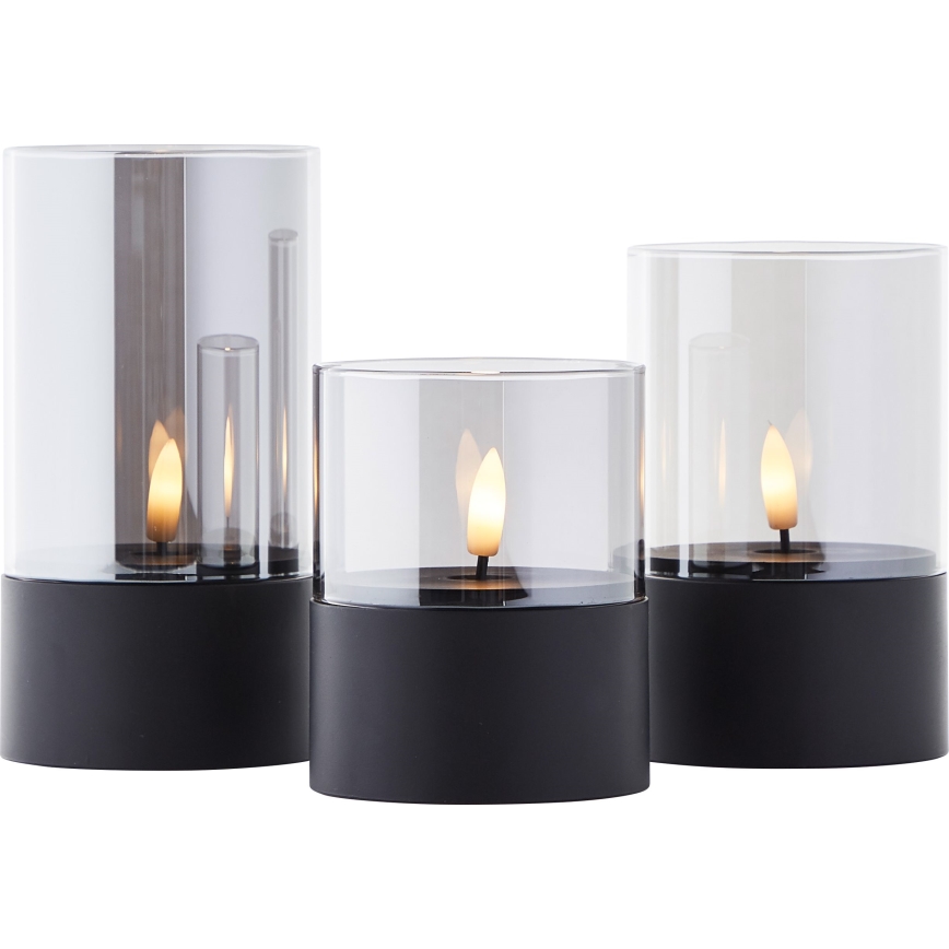Brilliant - SET 3x LED sveće BOUGIE LED/2xAA IP44 crna/dimna