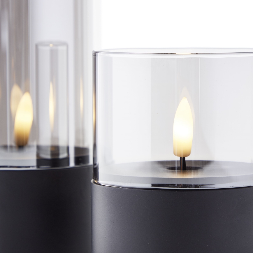 Brilliant - SET 3x LED sveće BOUGIE LED/2xAA IP44 crna/dimna