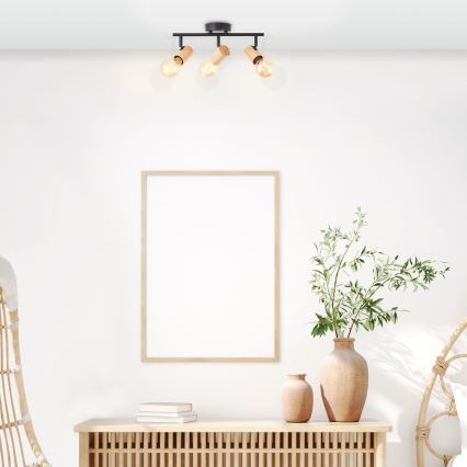 Brilliant - Spot svetlo KERRY 3xE27/40W/230V crna/bambus