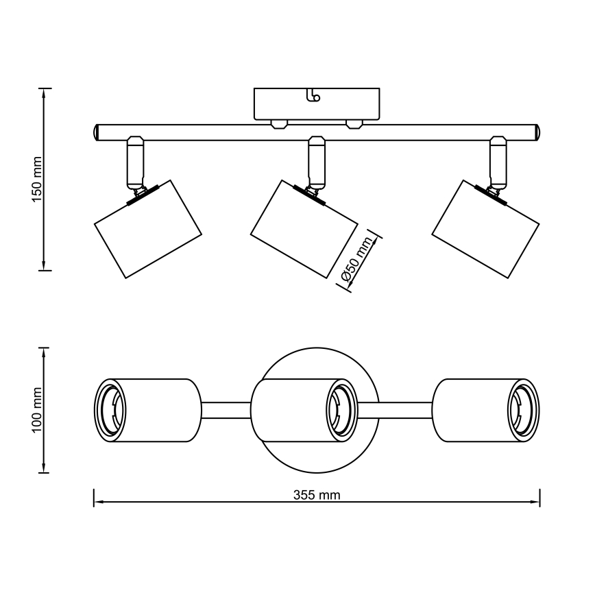 Brilliant - Spot svetlo KERRY 3xE27/40W/230V crna/bambus