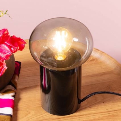 Brilliant - Stona lampa KNUT 1xE27/25W/230V crna/prozirna