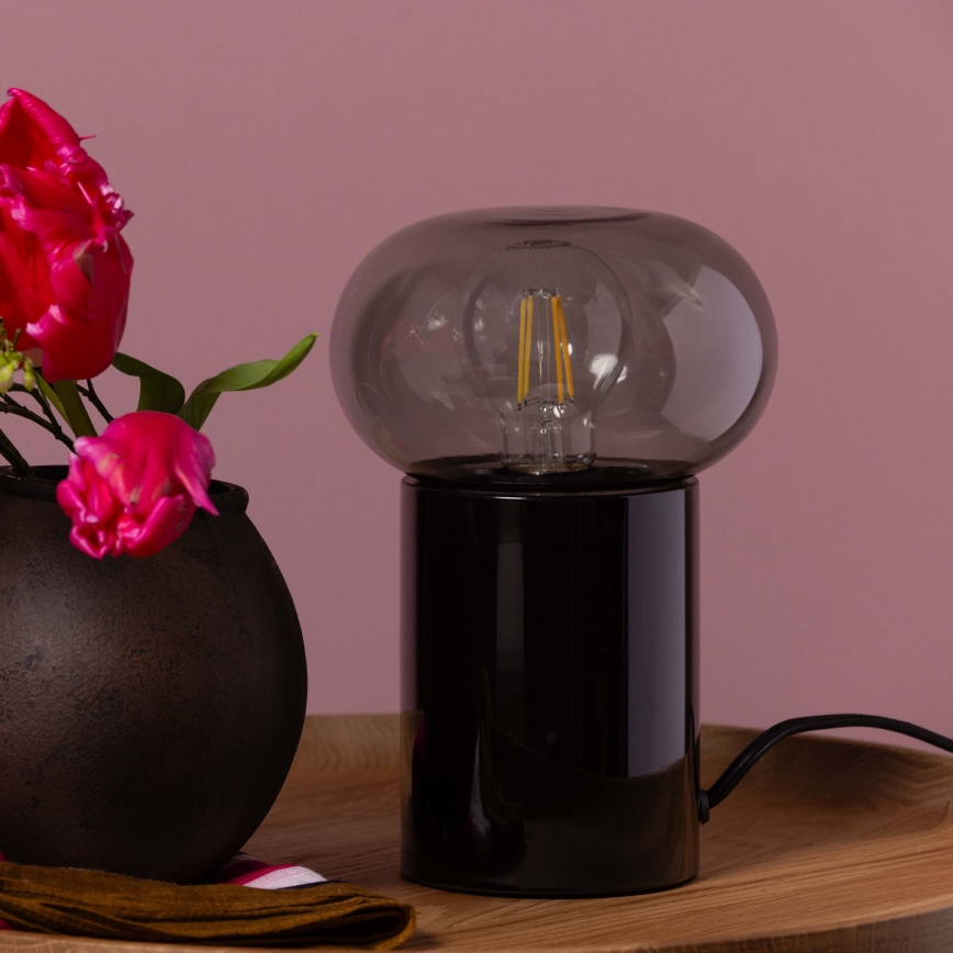 Brilliant - Stona lampa KNUT 1xE27/25W/230V crna/prozirna