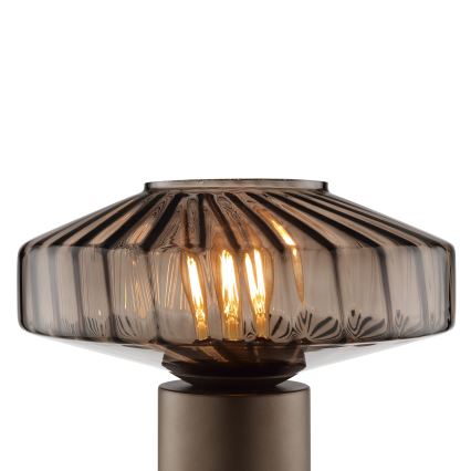 Brilliant - Stona lampa LYN 1xE27/20W/230V smeđa/zadimljeno staklo