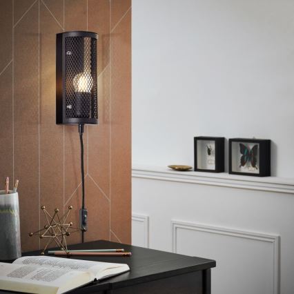 Brilliant - Zidna svetiljka MAZE 1xE27/40W/230V crna