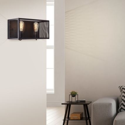 Brilliant - Zidno svetlo MAZE 2xE27/40W/230V crna