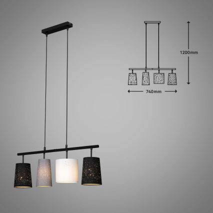 Brilo 4027-045 - Viseći luster na sajli SHADES 4xE27/40W/230V