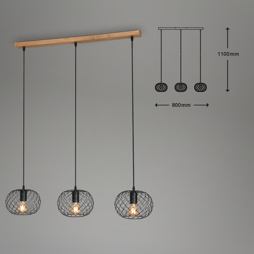 Brilo 4037-035 - Luster na sajli WINKI 3xE27/40W/230V