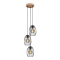 Brilo 4040-035 - Luster na sajli WAKTU VINTAGE 3xE27/60W/230V kaučukovo drvo