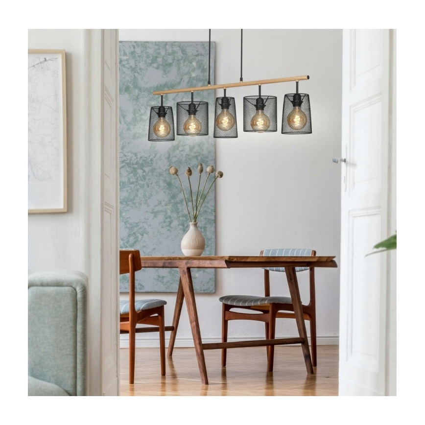 Brilo 4078-054 - Luster na sajli WOOD & STYLE 5xE27/60W/230V