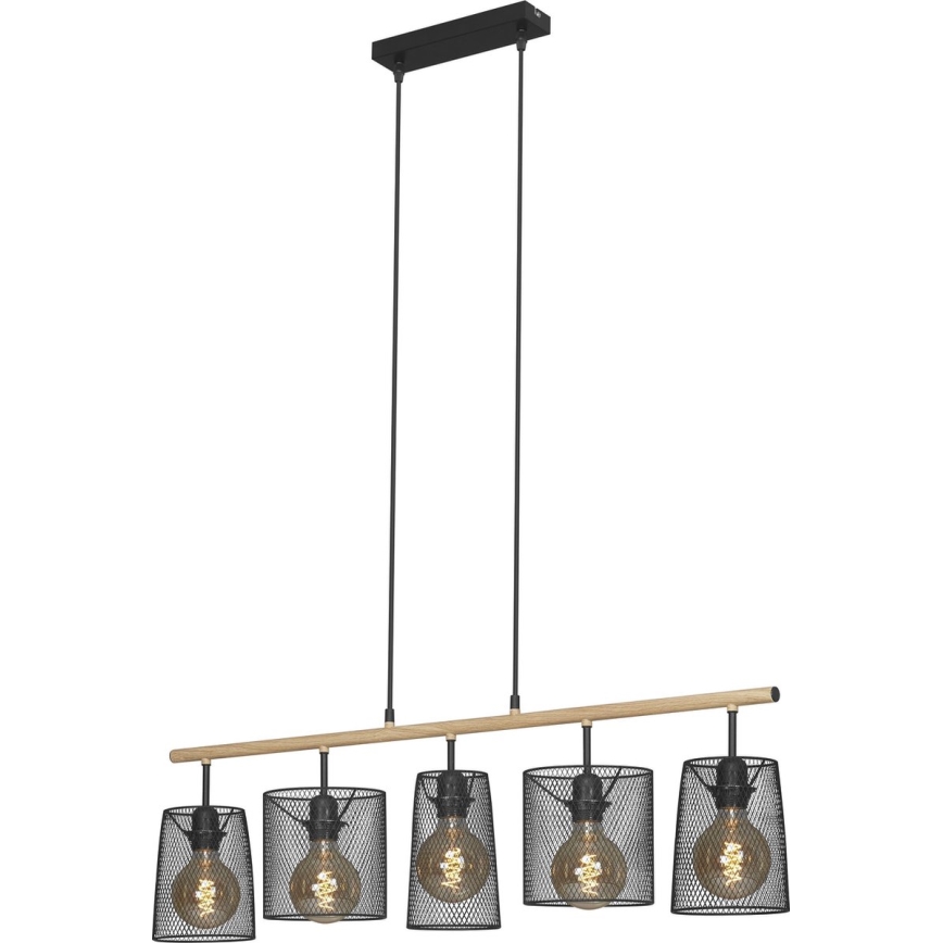 Brilo 4078-054 - Luster na sajli WOOD & STYLE 5xE27/60W/230V