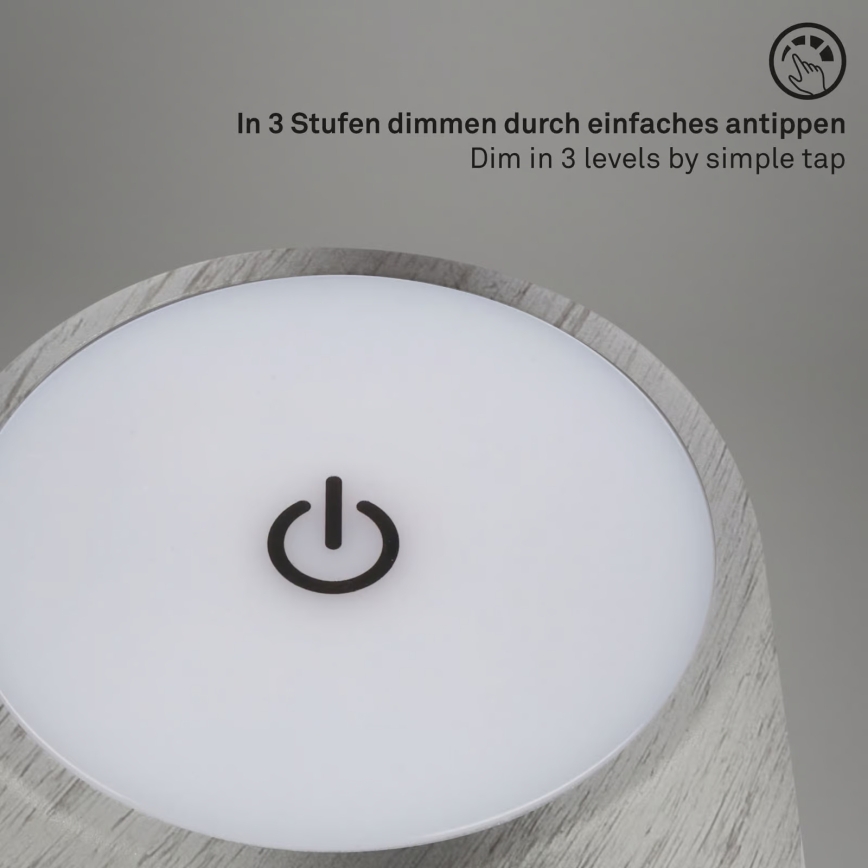 Brilo - LED prigušiva punjiva dodirna spoljašnja stona lampa KIKI LED/2,6W/5V IP44 2600 mAh srebrna