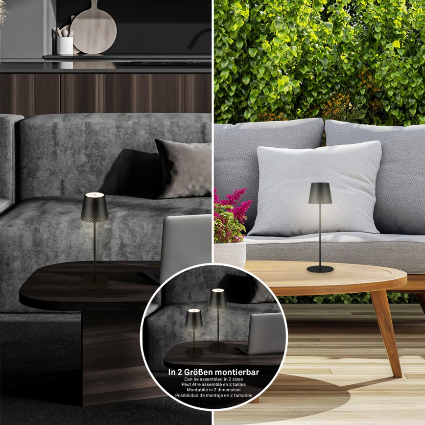 Brilo - LED prigušiva punjiva dodirna spoljašnja stona lampa KIKI LED/2,6W/5V IP44 2600 mAh crna