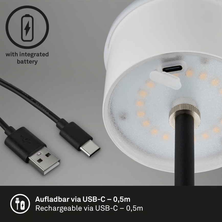 Brilo - LED prigušiva punjiva dodirna spoljašnja stona lampa KIKI LED/2,6W/5V IP44 2600 mAh crna