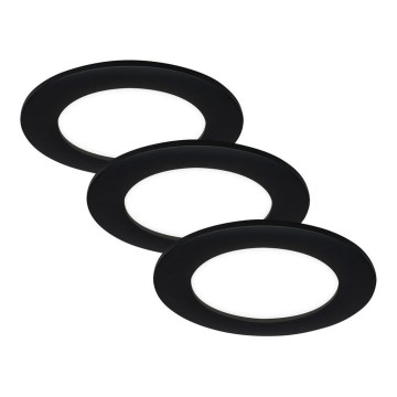 Brilo - KOMPLET 3x LED kupatilsko ugradno svetlo FLAT LED/6W/230V IP44 crno