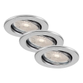 Brilo - Komplet 3x LED prigušiva kupatilska ugradna svetiljka DIMM LED/5,5W/230V 3000K IP23 matni hrom