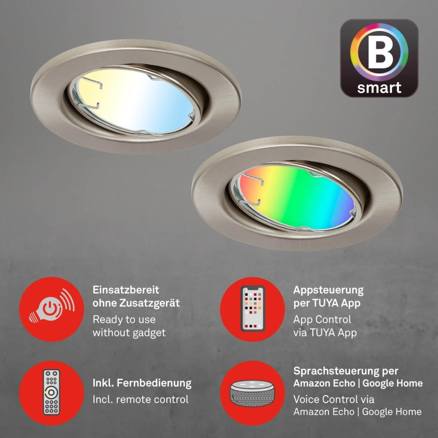 Brilo - Komplet 3x LED RGBW prigušiva kupatilska svetla 1xGU10/4,9W/230V 2700-6500K Wi-Fi Tuya IP23 + daljinski upravljač