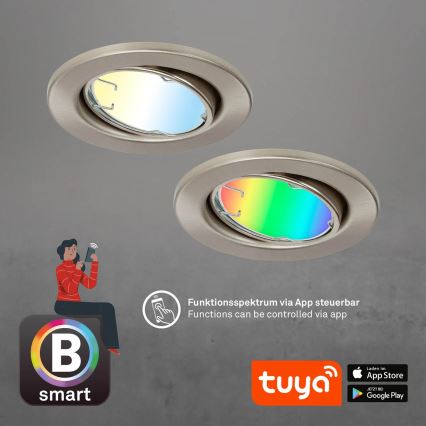 Brilo - Komplet 3x LED RGBW prigušiva kupatilska svetla 1xGU10/4,9W/230V 2700-6500K Wi-Fi Tuya IP23 + daljinski upravljač
