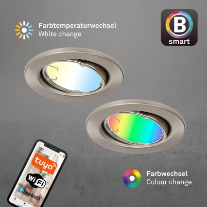 Brilo - Komplet 3x LED RGBW prigušiva kupatilska svetla 1xGU10/4,9W/230V 2700-6500K Wi-Fi Tuya IP23 + daljinski upravljač