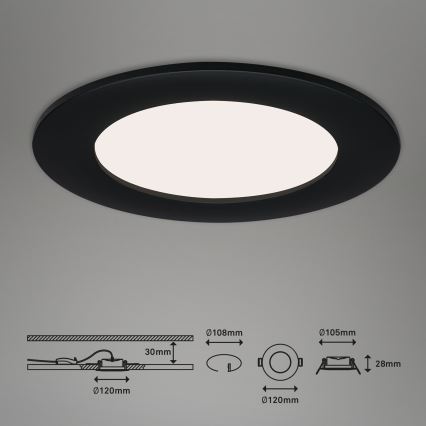 Brilo - KOMPLET 3x LED kupatilsko ugradno svetlo FLAT LED/6W/230V IP44 crno