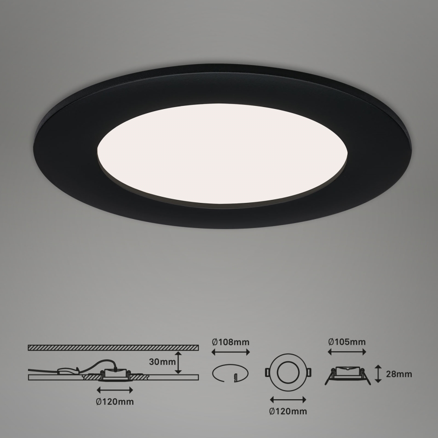 Brilo - KOMPLET 3x LED kupatilsko ugradno svetlo FLAT LED/6W/230V IP44 crno