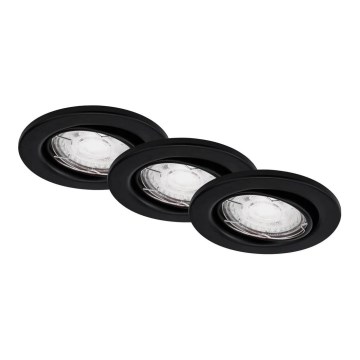 Brilo - Komplet 3x LED ugradnih kupatilskih svetala 1x GU10/5W/230V IP23 crna