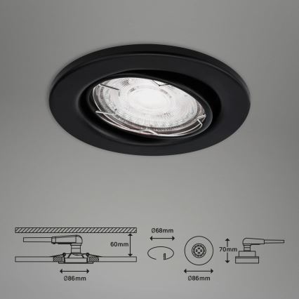 Brilo - Komplet 3x LED ugradnih kupatilskih svetala 1x GU10/5W/230V IP23 crna